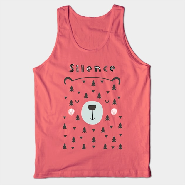 Slience Bear Kids Grils Teen Women Design Tank Top by estelA_Sunday